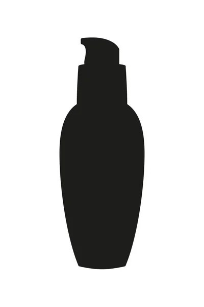 Zwart witte cosmetische dispenser fles silhouet — Stockvector