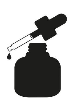 Siyah beyaz açık güzellik serum şişesi siluet