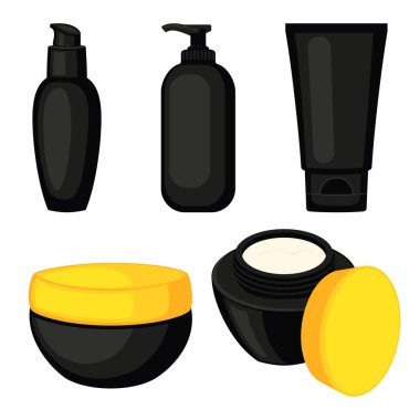 Renkli karikatür kozmetik şişe seti