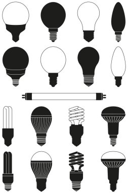 17 siyah ve beyaz ışık ampul seti