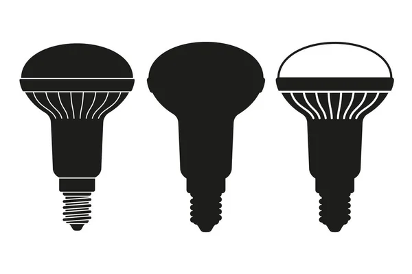 Juego de bombillas halógenas en blanco y negro — Archivo Imágenes Vectoriales
