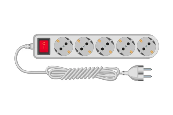 Cartoon šedé elektrické prodlužovací kabely — Stockový vektor