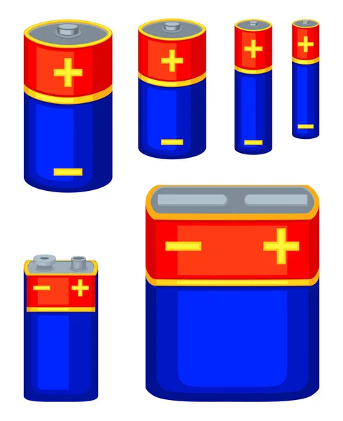 Bunte Cartoon-Batterie-Kollektion — Stockvektor
