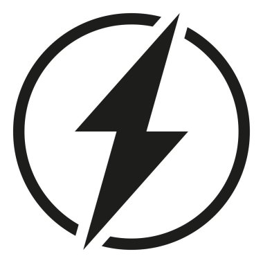 Yıldırım siluet siyah ve beyaz yuvarlak