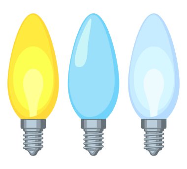 Karikatür sıcak ve soğuk mum ampul seti