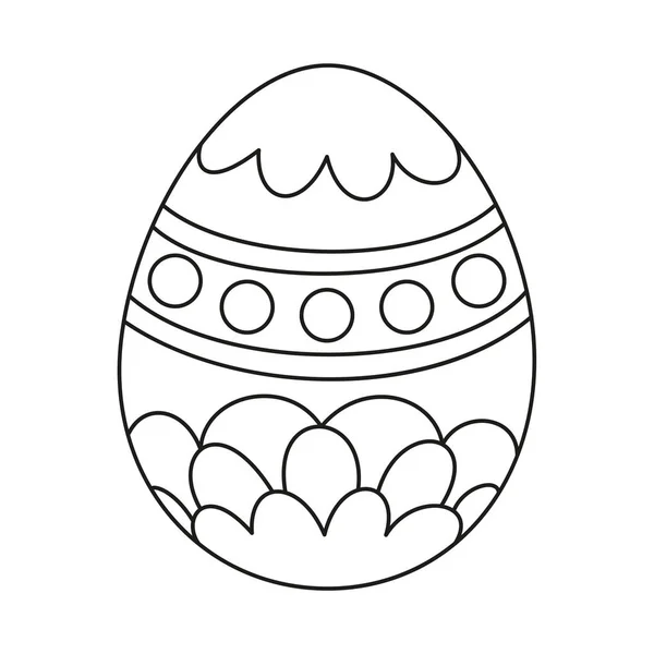 Línea de arte negro y blanco pintado huevo de Pascua — Vector de stock