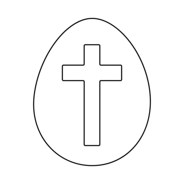 Línea de arte huevo de Pascua blanco y negro — Vector de stock