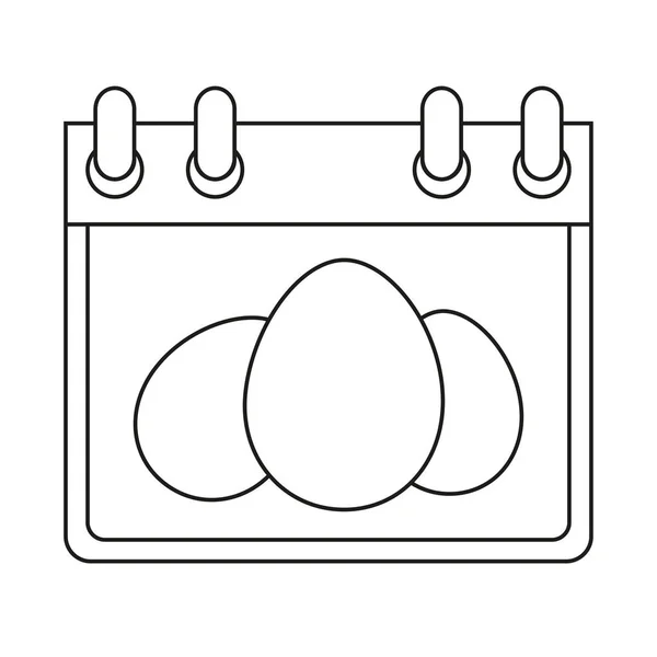 Line Art schwarz-weißer Osterkalender — Stockvektor