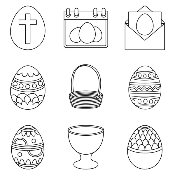 Set de huevos de Pascua en blanco y negro — Vector de stock