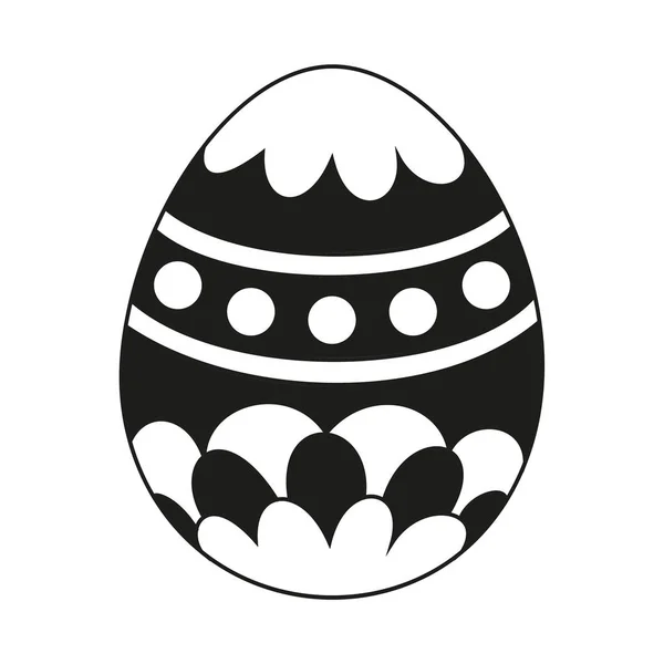 Zwart en wit geschilderd Easter Egg silhouet — Stockvector