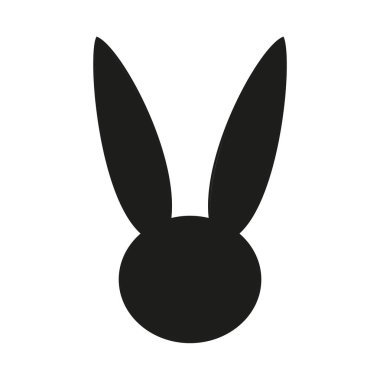 Siyah ve beyaz Paskalya bunny baş siluet