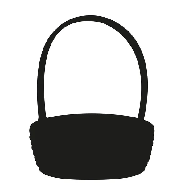 Silueta de cesta de mimbre vacía en blanco y negro — Vector de stock