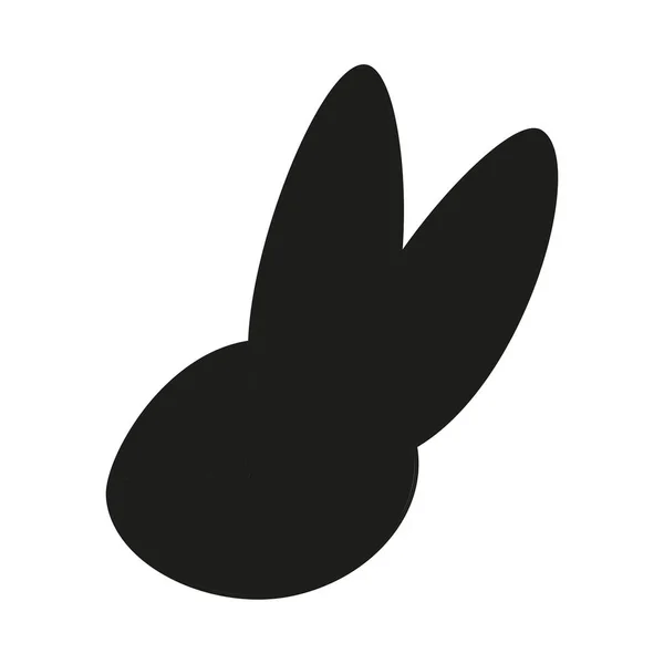 黒と白のウサギ頭側ビュー シルエット — ストックベクタ