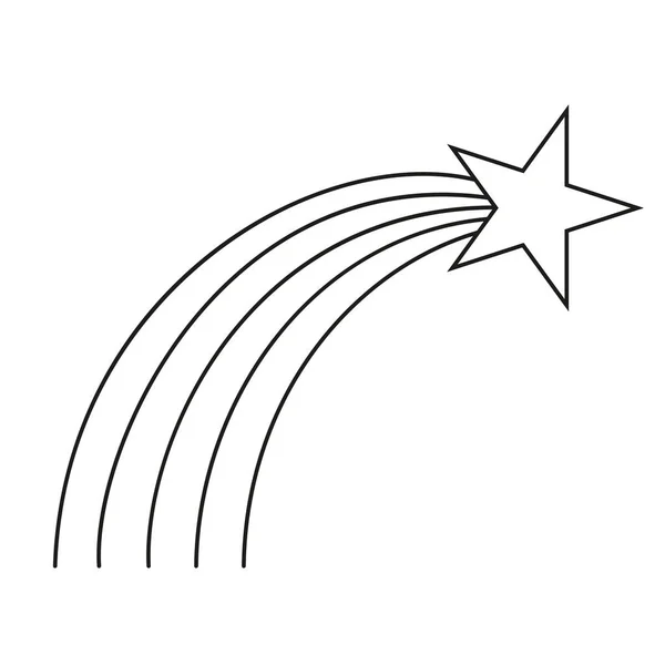 Linje konst svart och vitt stjärnskott — Stock vektor