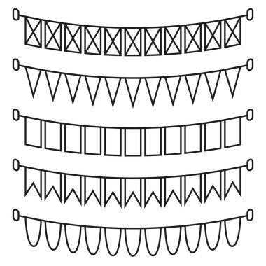Çizgi resmi siyah beyaz tatil bayrakları.