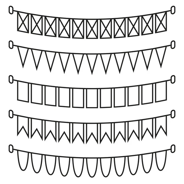 Linje konst svart och vit semester flaggor. — Stock vektor