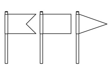 Çizgi resmi siyah beyaz tatil bayrak seti