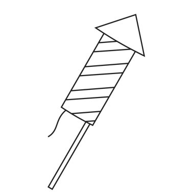 Çizgi sanatı siyah beyaz havai fişek roket