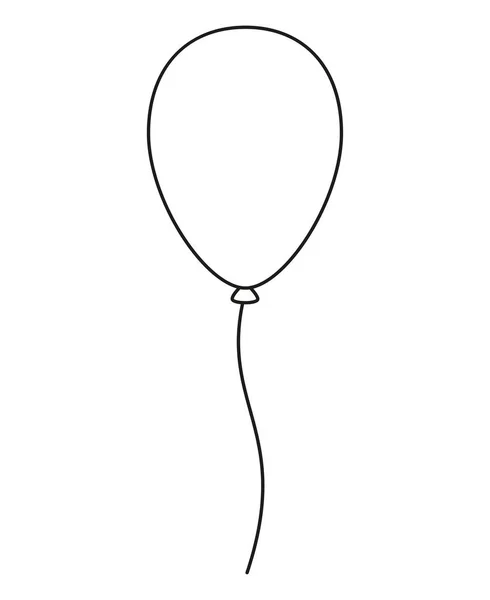 Line Art schwarzer und weißer Luftballon — Stockvektor