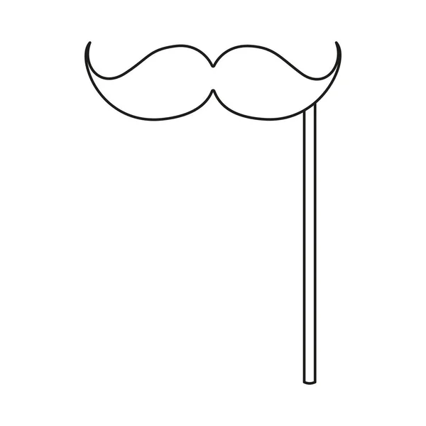 Line art black and white party moustache — Stock Vector