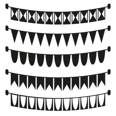 Siyah beyaz tatil bayrakları siluet