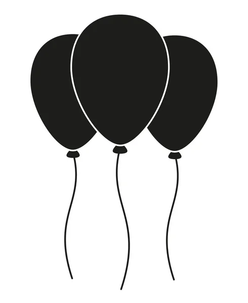 Silhouette 3 ballons noir et blanc — Image vectorielle