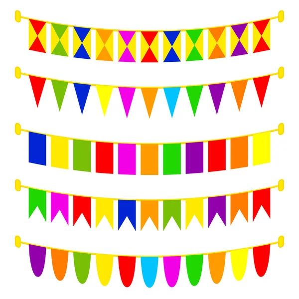 Bandeiras coloridas do feriado dos desenhos animados — Vetor de Stock