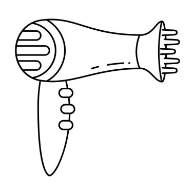 Line art hair dryer with diffuser nozzle. clipart