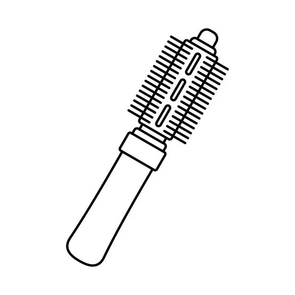 Line art siyah beyaz elektrikli saç fırçası — Stok Vektör