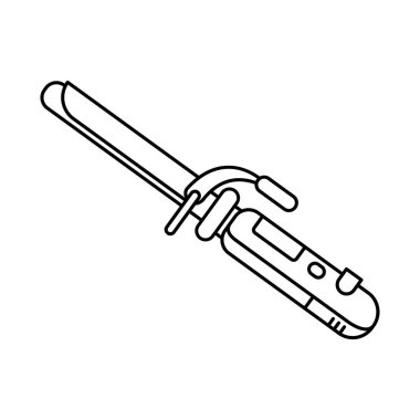 Çizgi sanatı siyah beyaz saç kıvırma demir