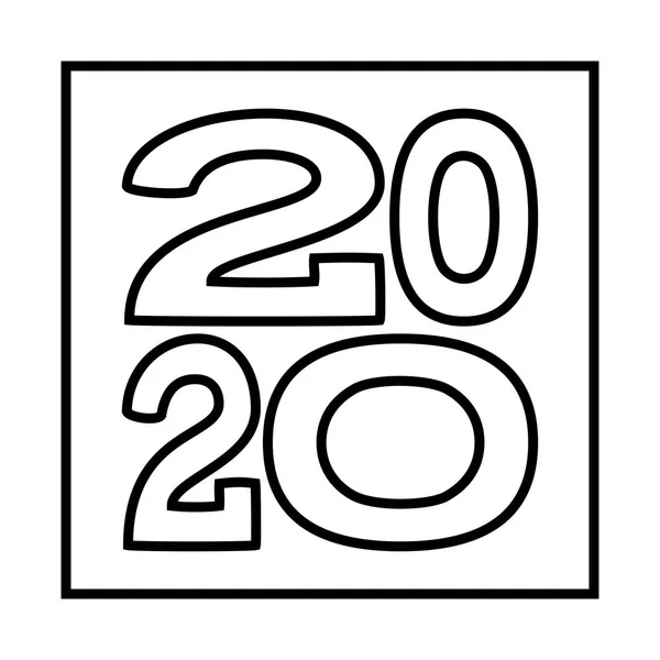Linea arte 2020 nuovo anno vari caratteri con larghezza — Vettoriale Stock