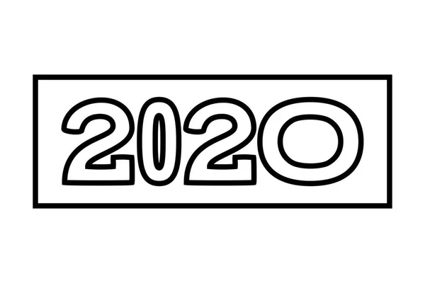 线条艺术 2020 各种宽度文本字符 — 图库矢量图片