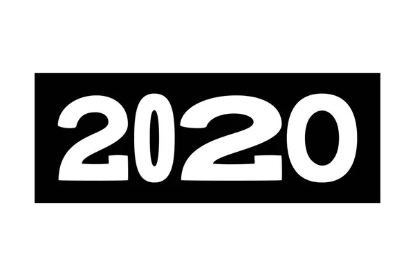 Black and white 2020 different width characters — Stock Vector
