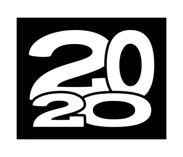 Bianco nero 2020 newyear vari caratteri di altezza — Vettoriale Stock