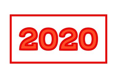 Renkli karikatür kırmızı 2020 yeni yıl sayı sembolü.