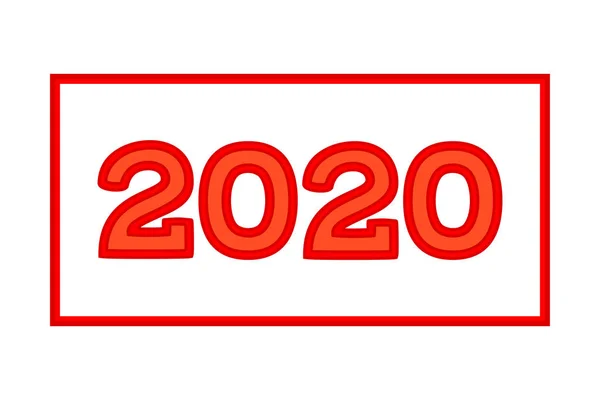 Красочная карикатура красный 2020 новый символ номер года . — стоковый вектор