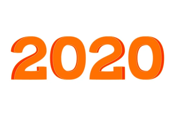 Coloré orange dessin animé 2020 nouveau numéro de l'année symbole . — Image vectorielle