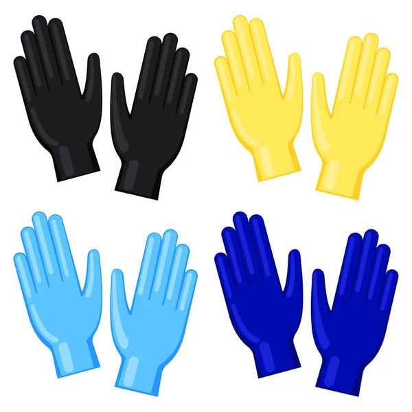Colorful cartoon disposable nitrile gloves set — Stock Vector