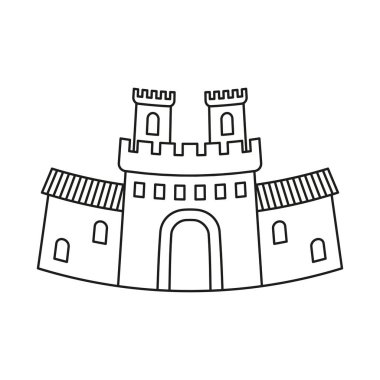Çizgi sanat siyah beyaz masal kale kapısı