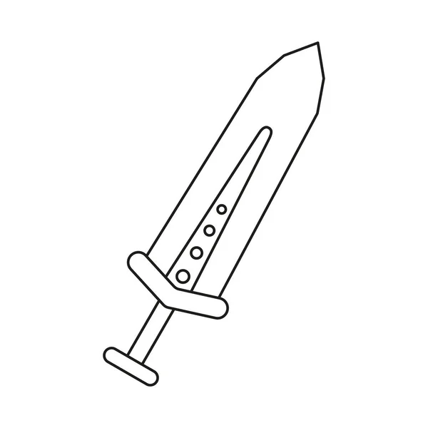 Arte de línea espada en blanco y negro — Vector de stock