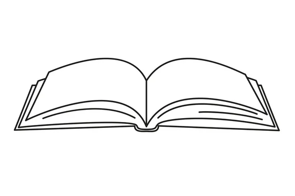 Лінійне мистецтво чорно-біла відкрита книга Стоковий вектор