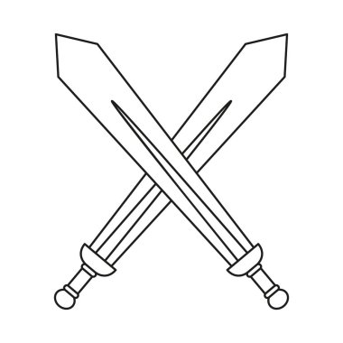 Çizgi sanatı siyah ve beyaz çapraz kılıç