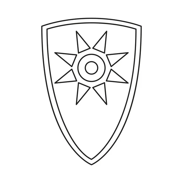 Linha de arte escudo conto de fadas preto e branco —  Vetores de Stock