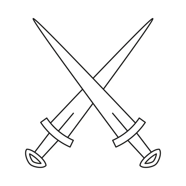 Γραμμή τέχνης μαύρο και άσπρο σταυρωτά μαχαίρια — Διανυσματικό Αρχείο