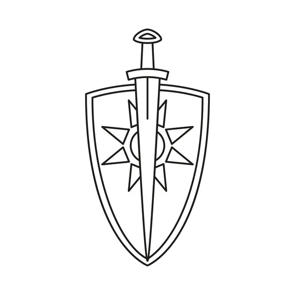 Escudo de espada en blanco y negro — Vector de stock