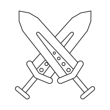 Çizgi sanatı siyah ve beyaz çapraz kılıç