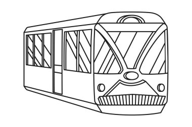 Çizgi sanatı siyah beyaz tramvay