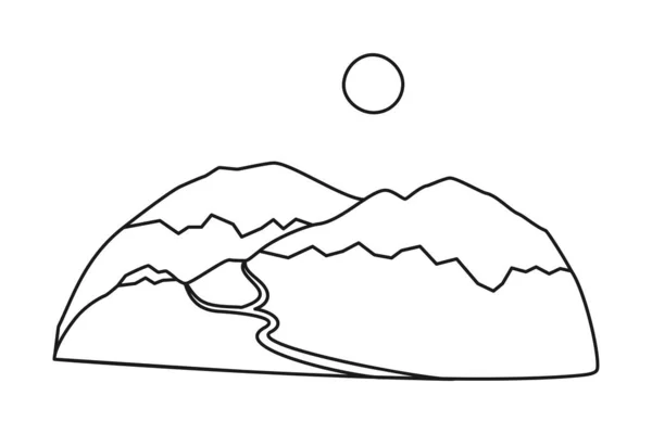 Línea de arte cordillera en blanco y negro — Vector de stock