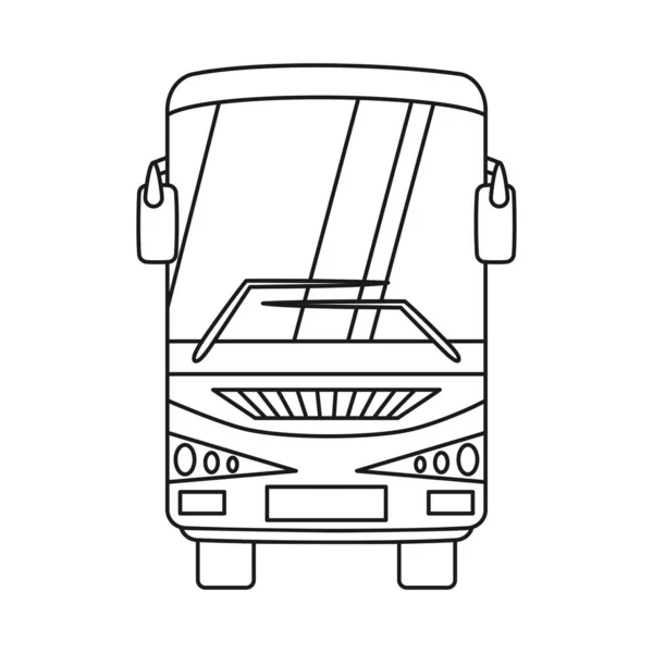 Linha arte preto e branco ônibus vista frontal . — Vetor de Stock