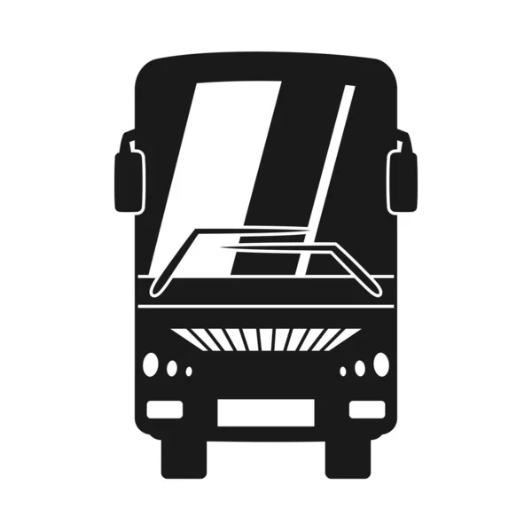 Silhueta de visão frontal de ônibus preto e branco — Vetor de Stock